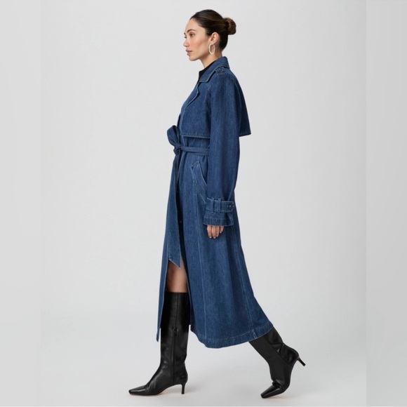 🆕 PAIGE Denim Trench Coat RAINA Rylie NWT Luxury longline 10 Cotton Couture - Picture 3 of 16
